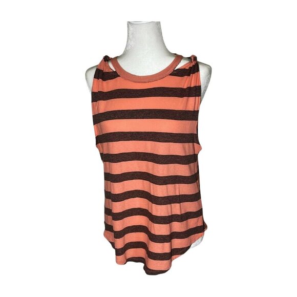 FREE PEOPLE WE THE FREE Womens Striped Twist Tank Top Light Coral Gray Size Smal - Picture 1 of 8